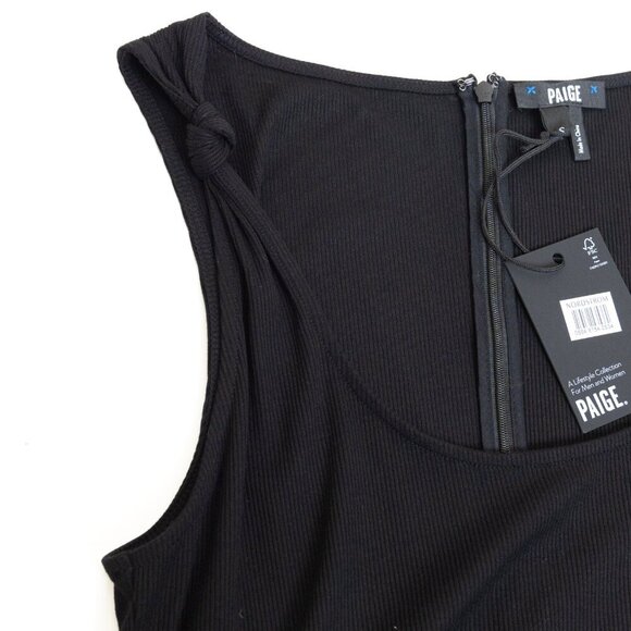 Paige Samosa Dress Midi Tiered Soft Ribbed Knit Black - Picture 7 of 16